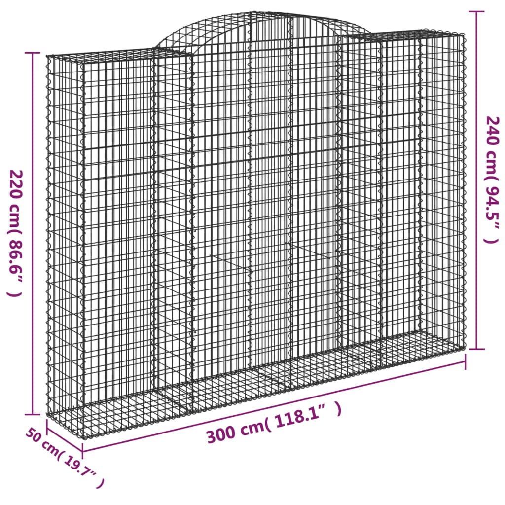 Cesti Gabbioni ad Arco 5 pz 300x50x220/240 cm Ferro Zincato - homemem39