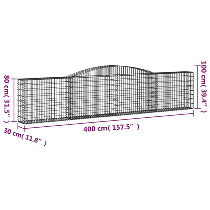 Cesti Gabbioni ad Arco 4 pz 400x30x80/100 cm Ferro Zincato - homemem39