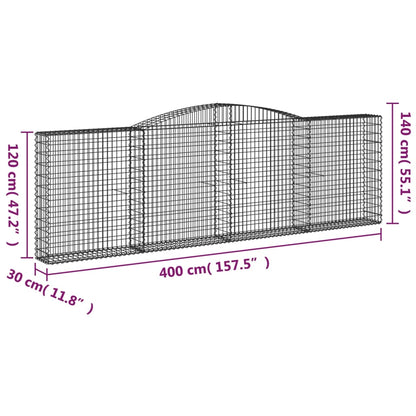 Cesti Gabbioni ad Arco 2 pz 400x30x120/140 cm Ferro Zincato - homemem39