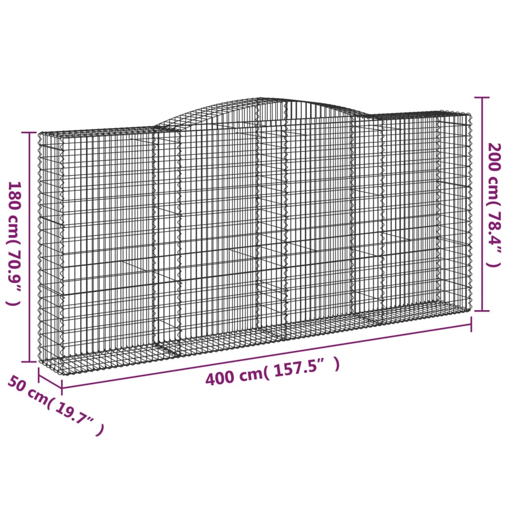 Cesti Gabbioni ad Arco 3 pz 400x50x180/200 cm Ferro Zincato - homemem39