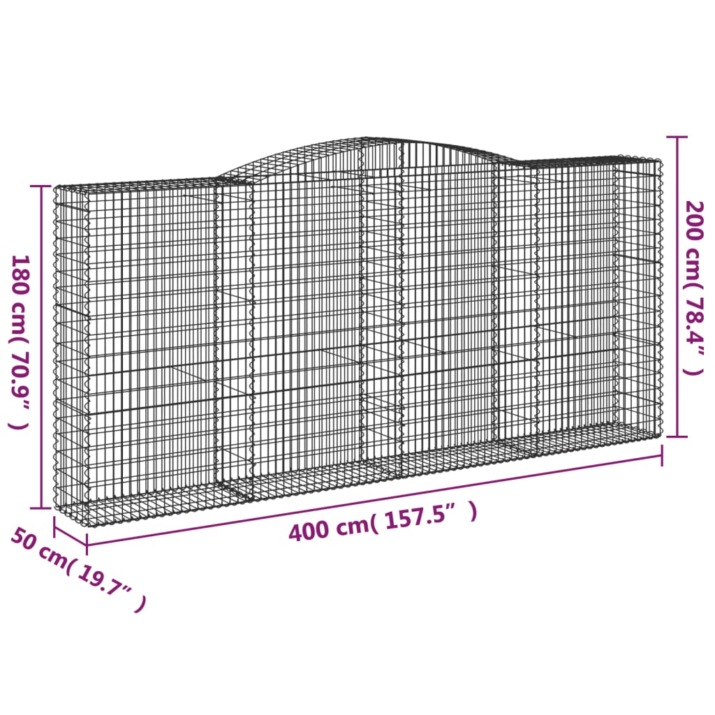 Cesti Gabbioni ad Arco 6 pz 400x50x180/200 cm Ferro Zincato - homemem39