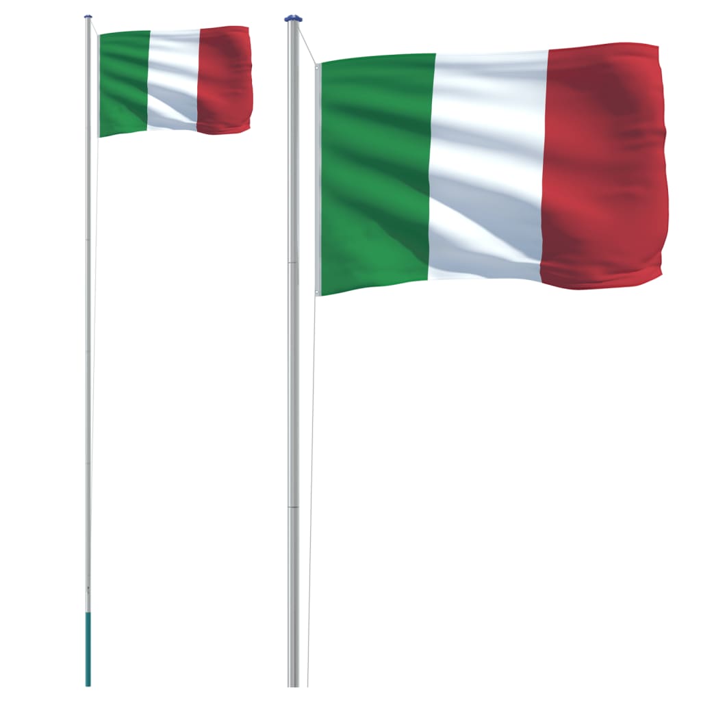 Asta e Bandiera Italia 6,23 m Alluminio - homemem39