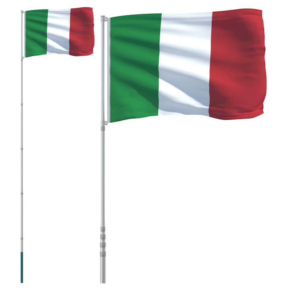 Asta e Bandiera Italia 5,55 m Alluminio - homemem39