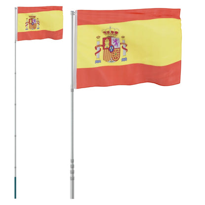 Asta e Bandiera Spagna 5,55 m Alluminio - homemem39
