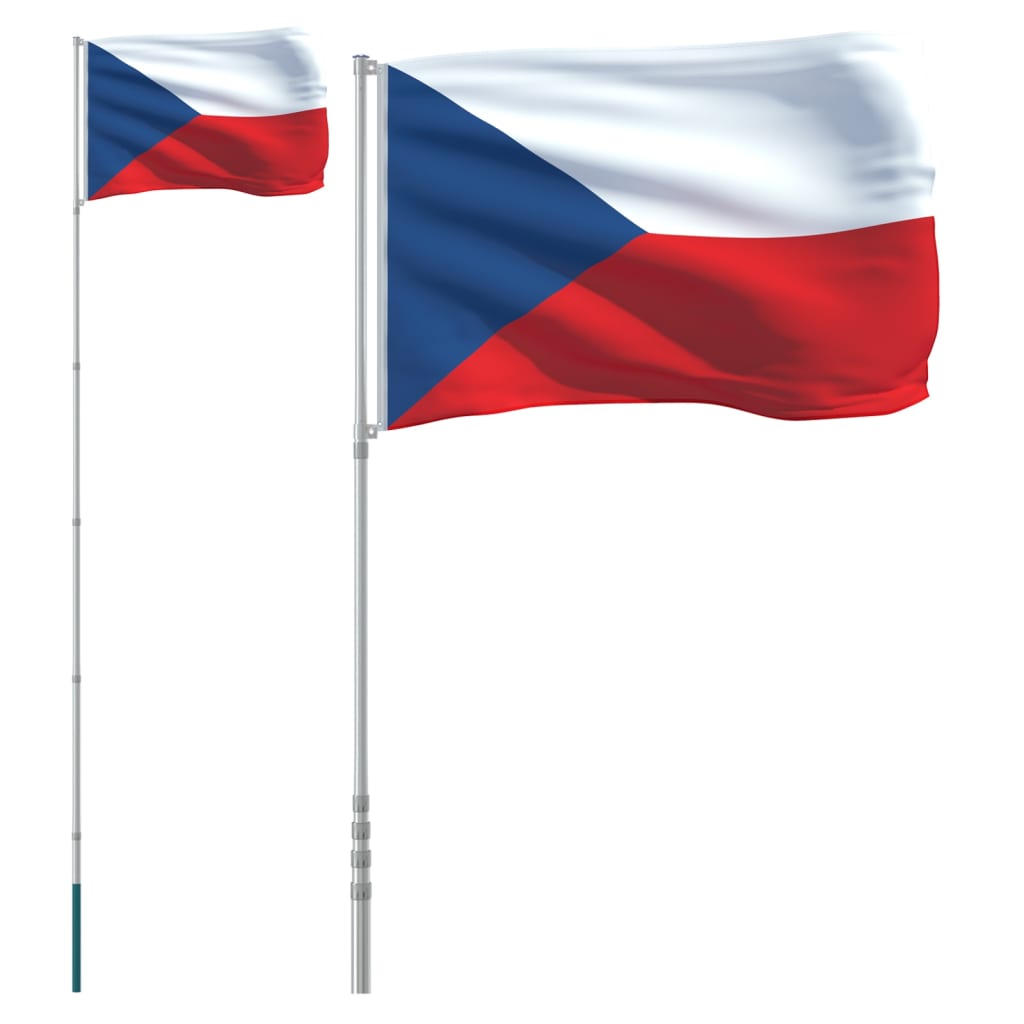 Asta e Bandiera Repubblica Ceca 5,55 m Alluminio - homemem39