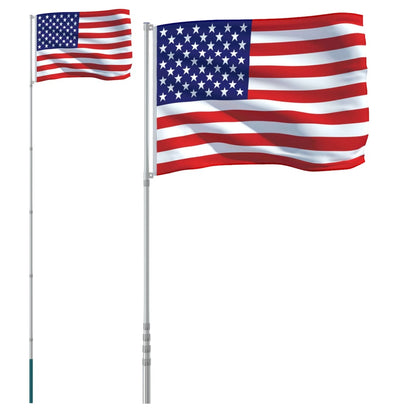 Asta e Bandiera Stati Uniti 5,55 m Alluminio - homemem39
