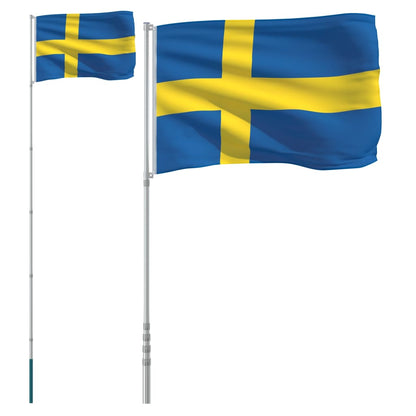 Asta e Bandiera Svezia 5,55 m Alluminio - homemem39