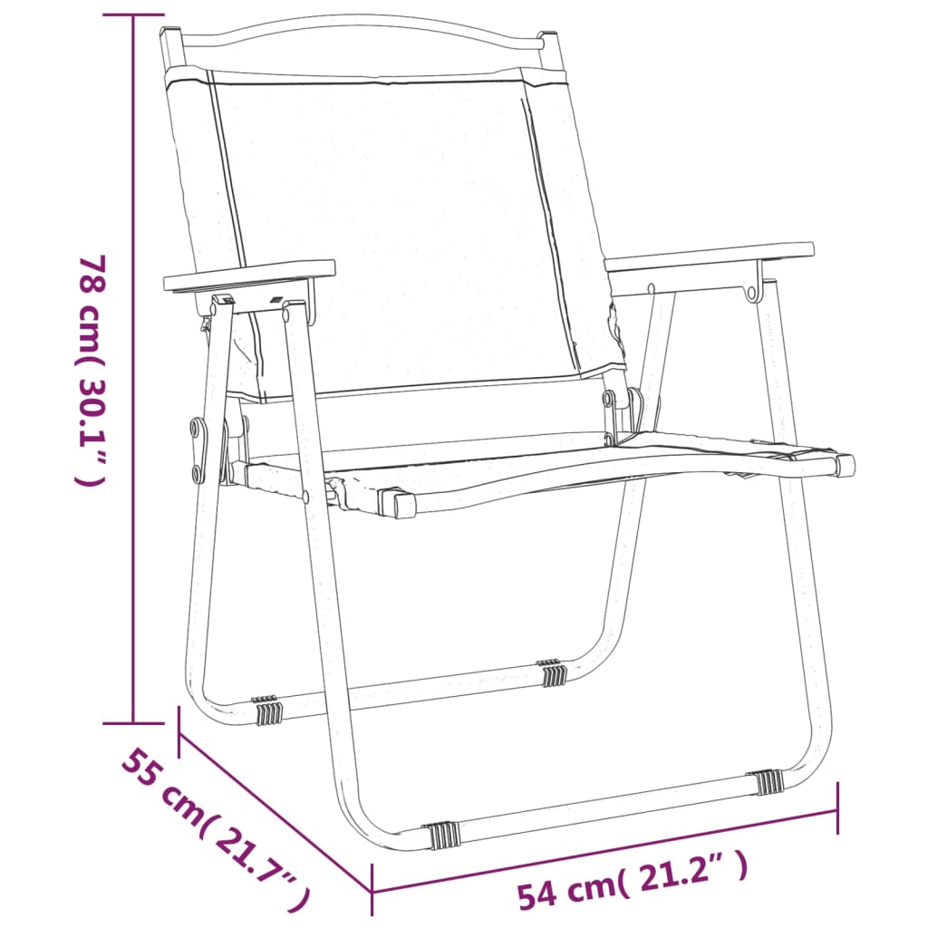 Sedie da Campeggio 2 pz Neri 54x55x78 cm Tessuto Oxford - homemem39