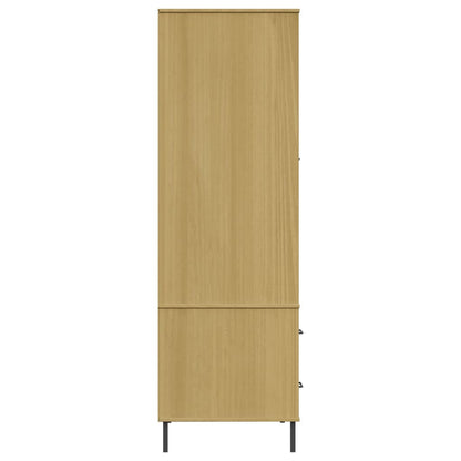 Armadio Gambe Metallo Marrone 90x55x172,5cm Legno Massello OSLO - homemem39