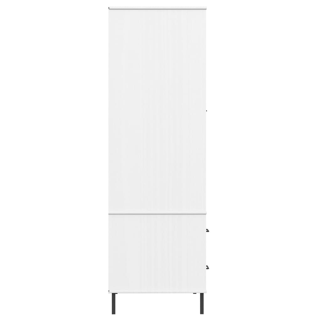 Armadio Gambe Metallo Bianco 90x55x172,5 cm Legno Massello OSLO - homemem39