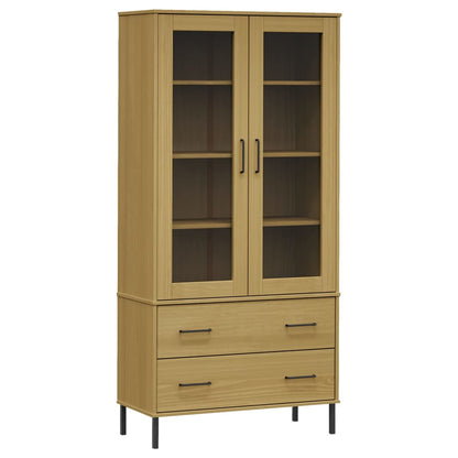 Libreria con Gambe Metallo Marrone 85x35x172,5 cm Massello OSLO - homemem39