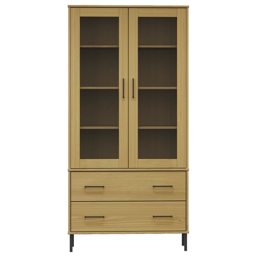 Libreria con Gambe Metallo Marrone 85x35x172,5 cm Massello OSLO - homemem39