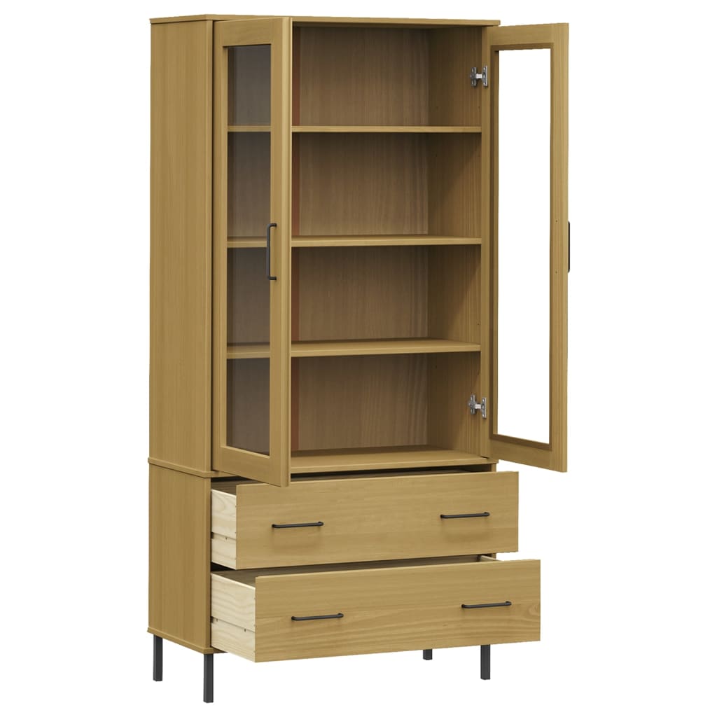 Libreria con Gambe Metallo Marrone 85x35x172,5 cm Massello OSLO - homemem39