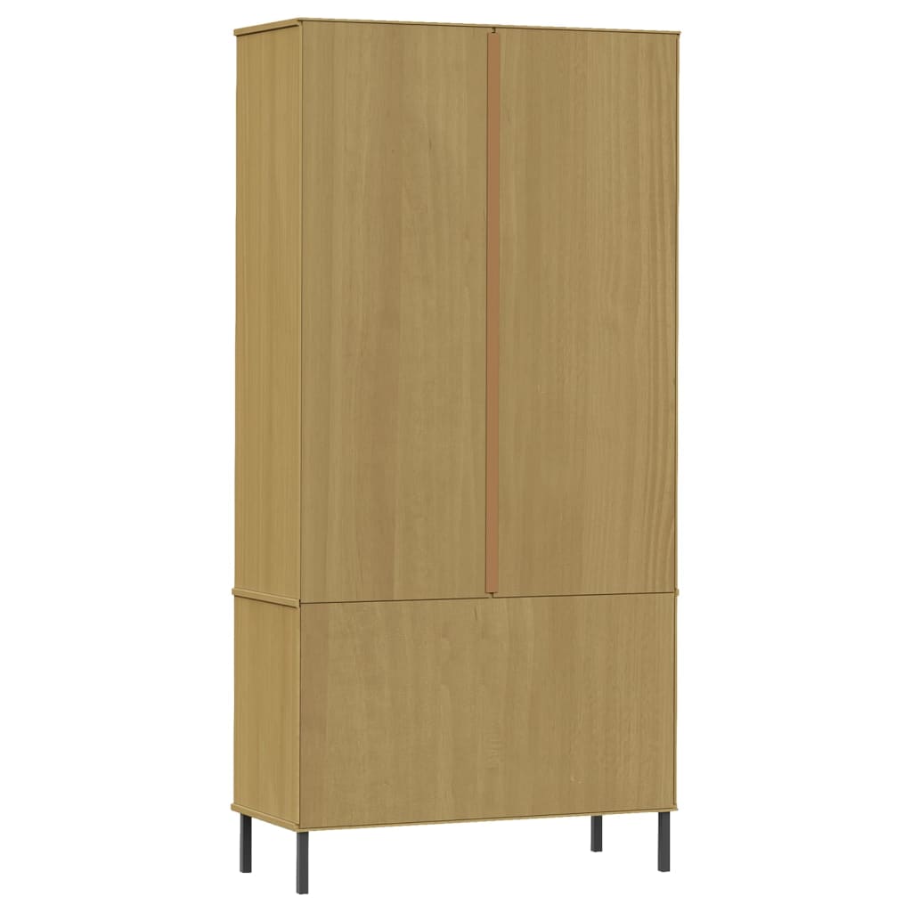 Libreria con Gambe Metallo Marrone 85x35x172,5 cm Massello OSLO - homemem39