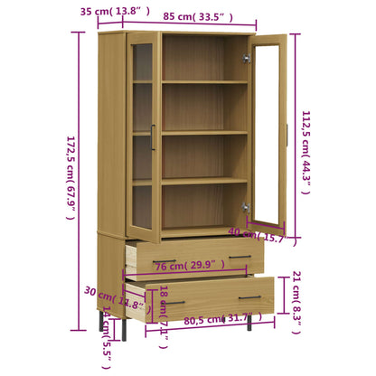 Libreria con Gambe Metallo Marrone 85x35x172,5 cm Massello OSLO - homemem39