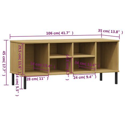 Scarpiera Gambe Metallo Marrone 106x35x45cm Legno Massello OSLO - homemem39