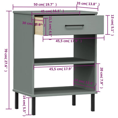 Mobile Consolle Gambe Metallo Grigio Legno Massello Pino OSLO - homemem39