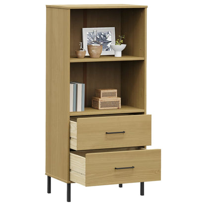 Libreria 2 Cassetti Marrone 60x35x128,5 cm Legno Massello OSLO - homemem39