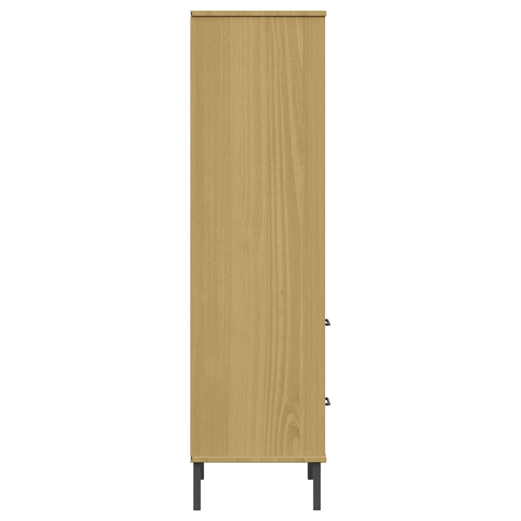 Libreria 2 Cassetti Marrone 60x35x128,5 cm Legno Massello OSLO - homemem39