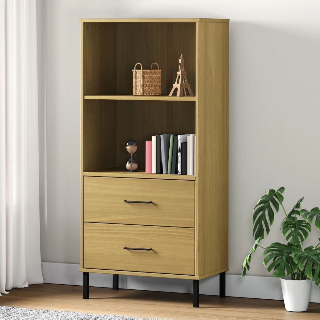 Libreria 2 Cassetti Marrone 60x35x128,5 cm Legno Massello OSLO - homemem39