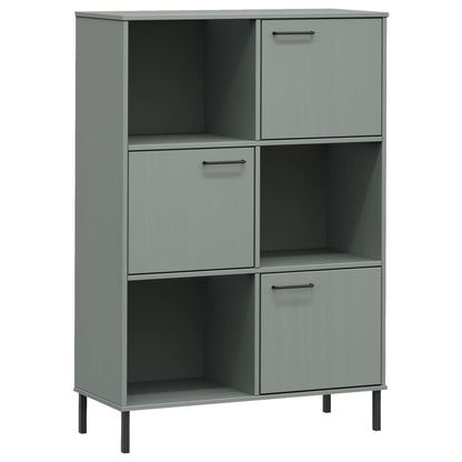 Libreria con Gambe Metallo Grigio 90x35x128,5 cm Massello OSLO - homemem39