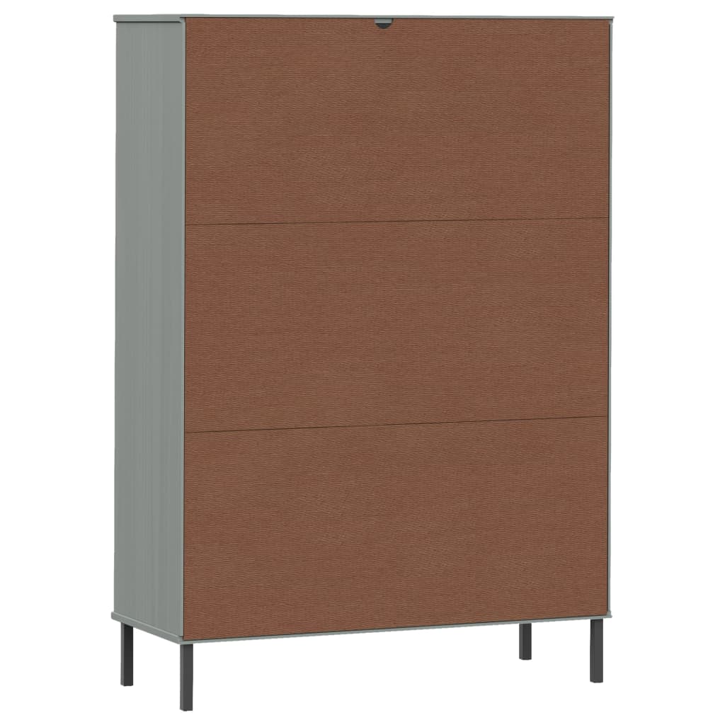 Libreria con Gambe Metallo Grigio 90x35x128,5 cm Massello OSLO - homemem39