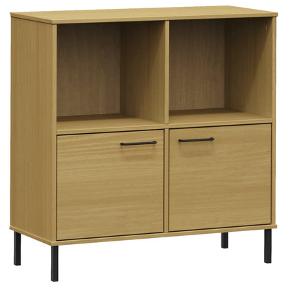 Libreria con Gambe Metallo Marrone 90x35x90,5 cm Massello OSLO - homemem39