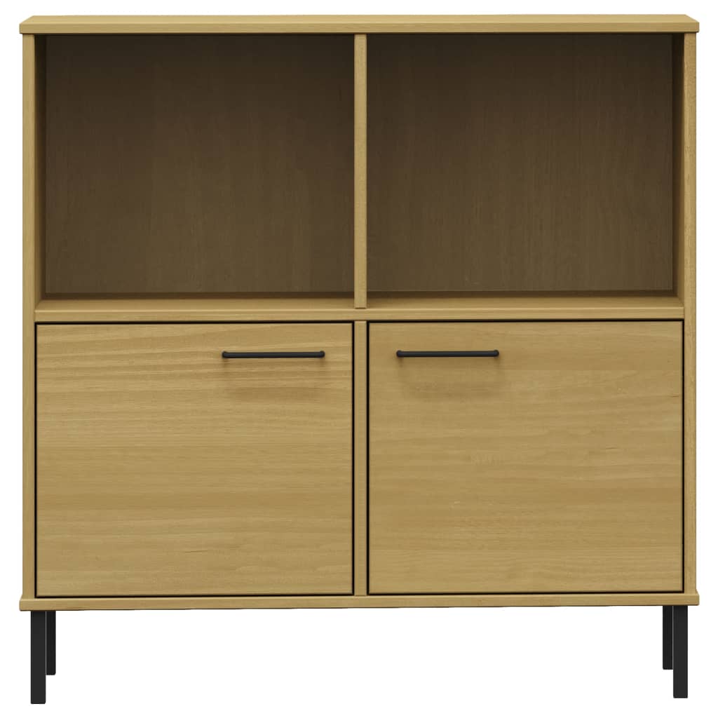 Libreria con Gambe Metallo Marrone 90x35x90,5 cm Massello OSLO - homemem39