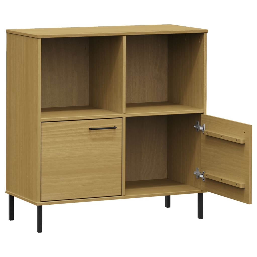 Libreria con Gambe Metallo Marrone 90x35x90,5 cm Massello OSLO - homemem39