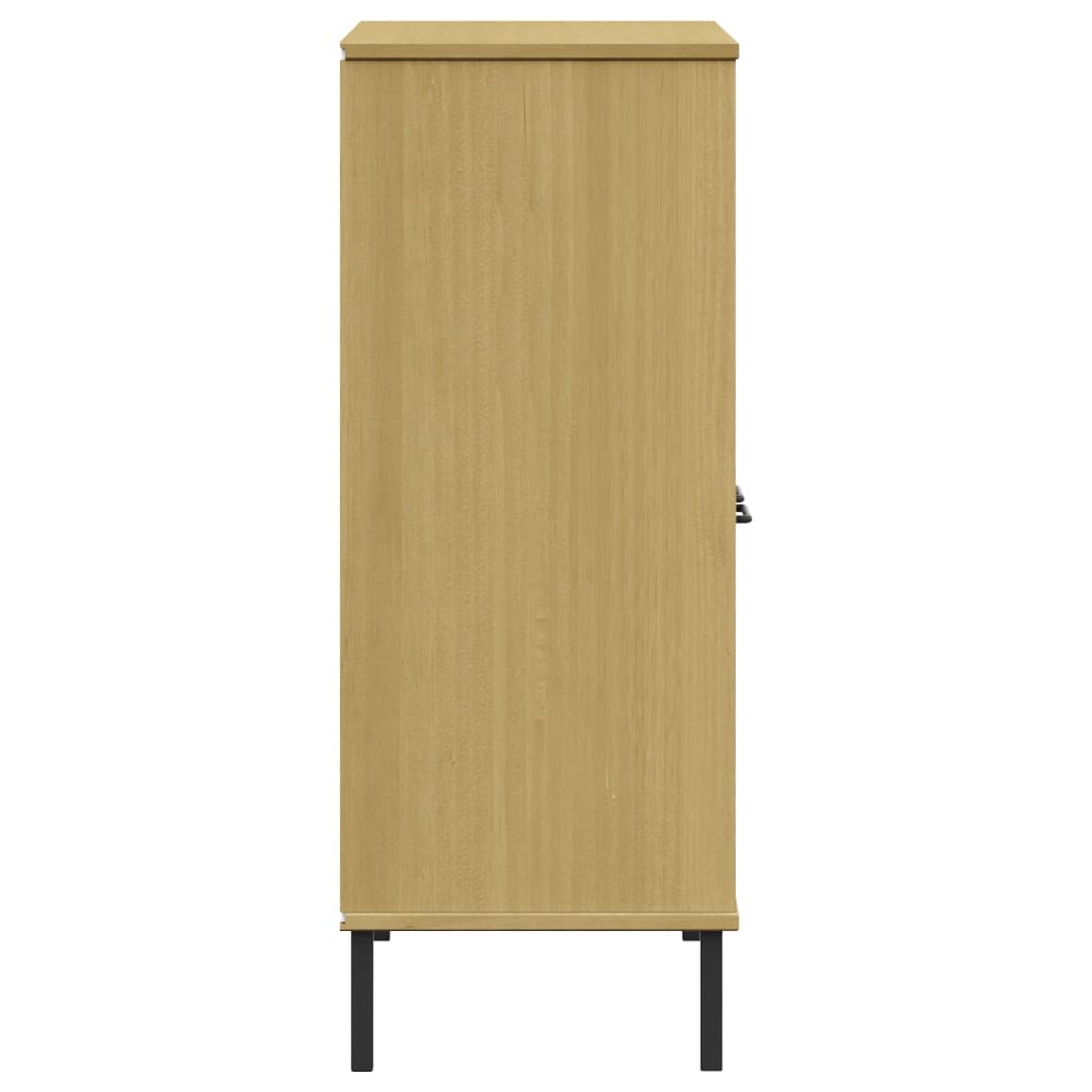 Libreria con Gambe Metallo Marrone 90x35x90,5 cm Massello OSLO - homemem39