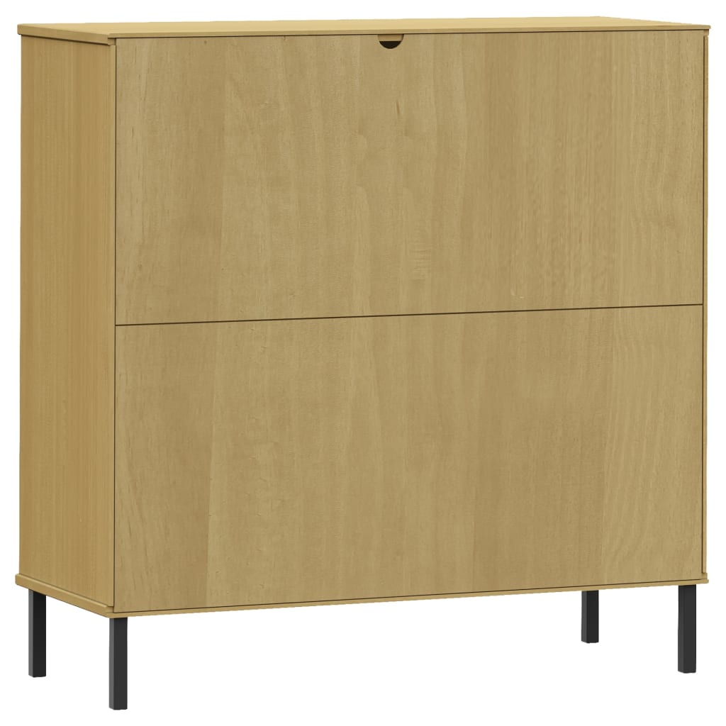 Libreria con Gambe Metallo Marrone 90x35x90,5 cm Massello OSLO - homemem39