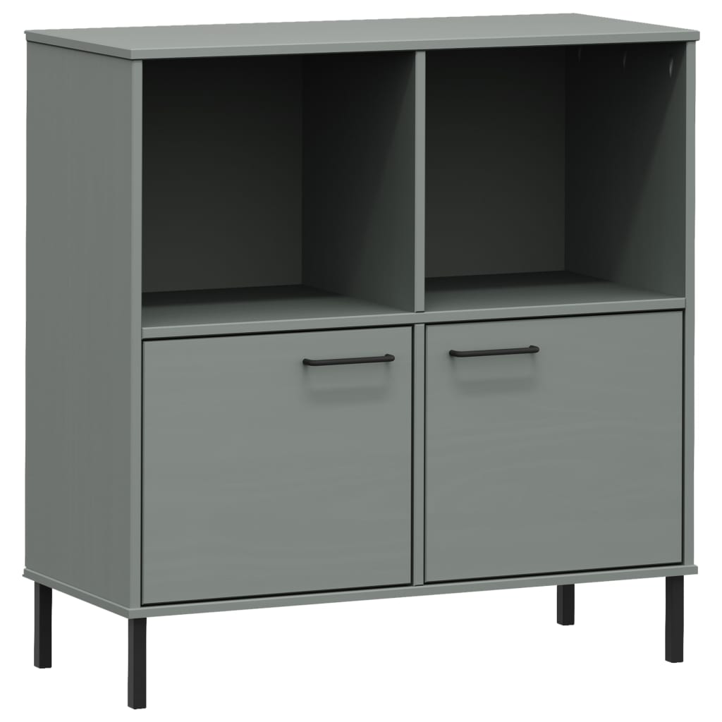 Libreria Gambe Metallo Grigio 90x35x90,5 cm Legno Massello OSLO - homemem39