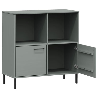 Libreria Gambe Metallo Grigio 90x35x90,5 cm Legno Massello OSLO - homemem39