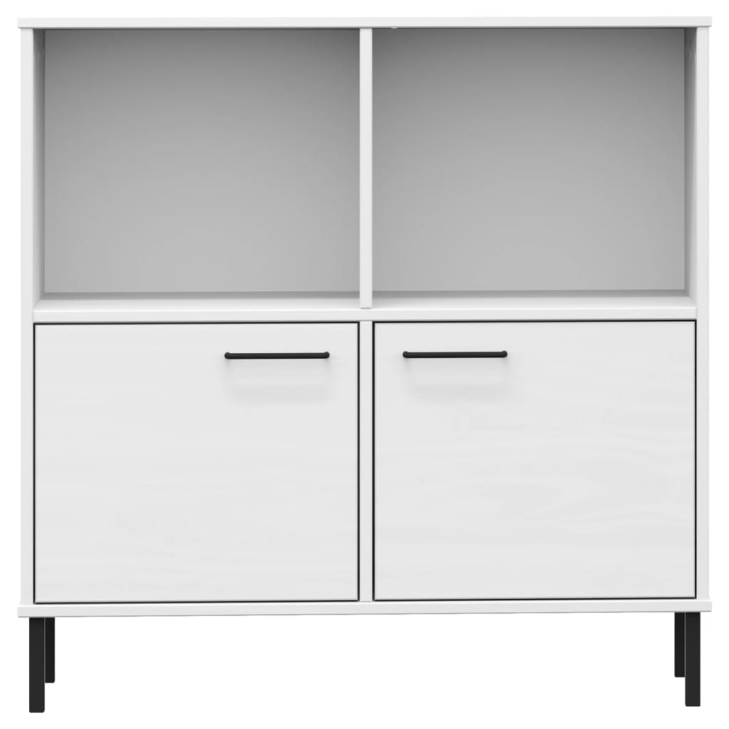 Libreria Gambe Metallo Bianco 90x35x90,5 cm Legno Massello OSLO - homemem39