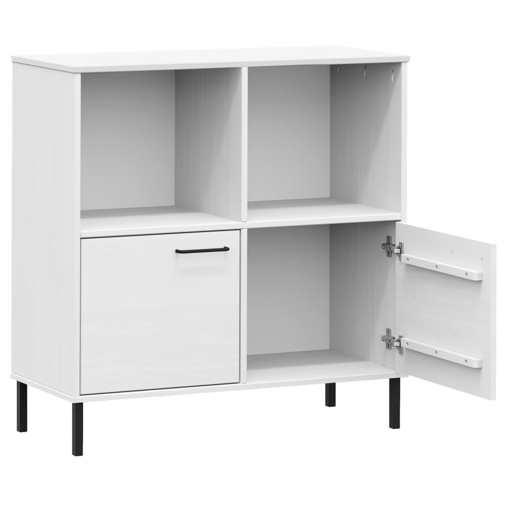 Libreria Gambe Metallo Bianco 90x35x90,5 cm Legno Massello OSLO - homemem39