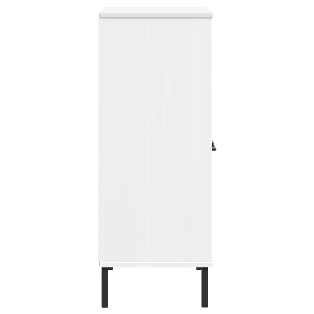 Libreria Gambe Metallo Bianco 90x35x90,5 cm Legno Massello OSLO - homemem39