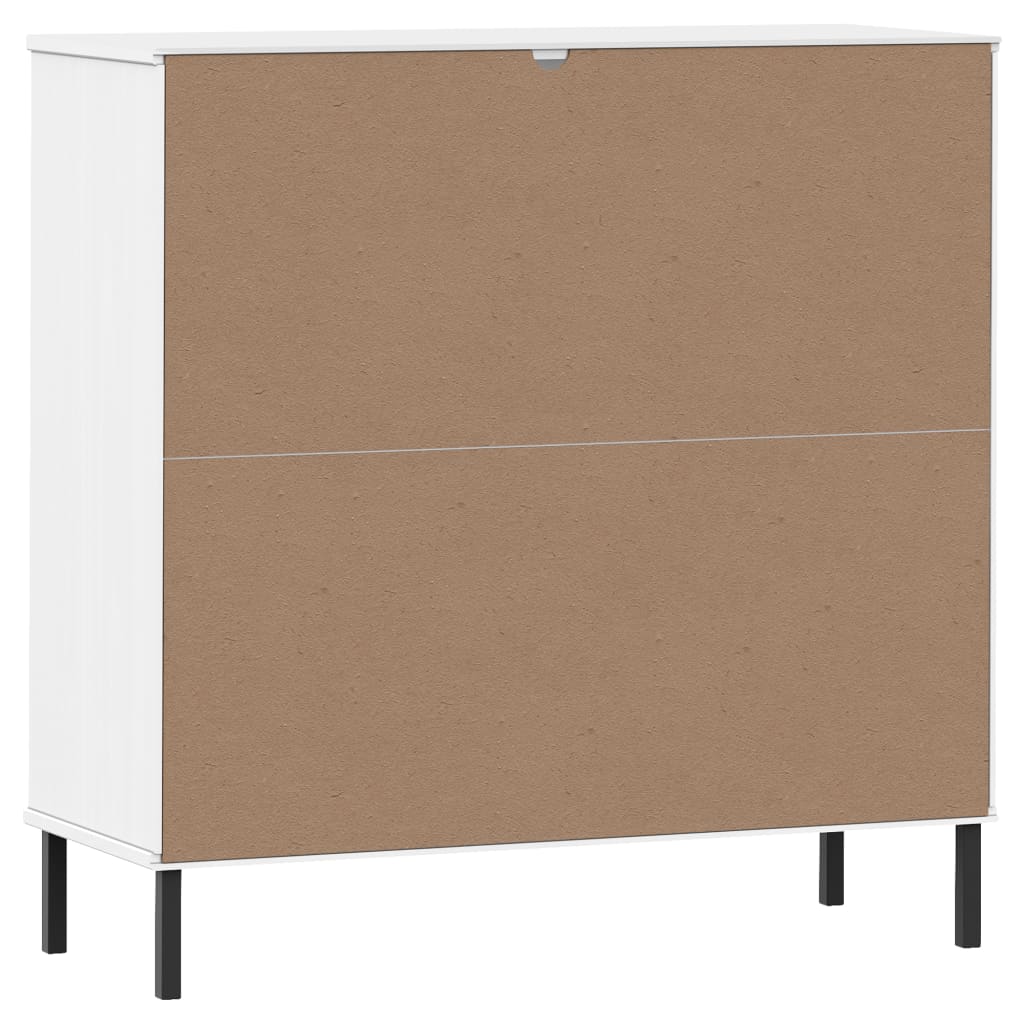 Libreria Gambe Metallo Bianco 90x35x90,5 cm Legno Massello OSLO - homemem39