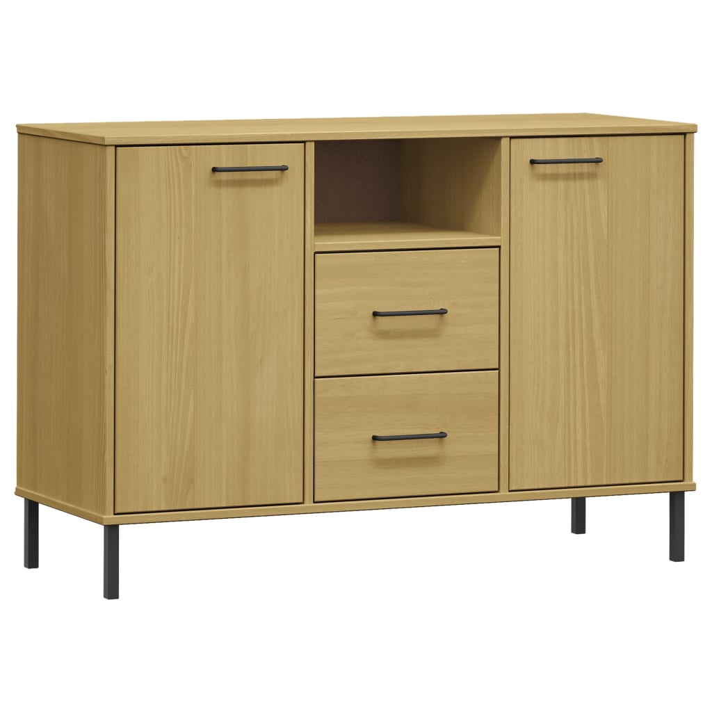 Credenza Gambe Metallo Marrone 113x40x77 cm Legno Massello OSLO - homemem39