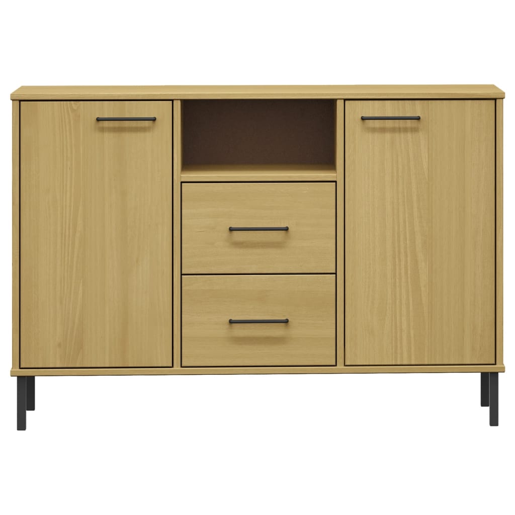 Credenza Gambe Metallo Marrone 113x40x77 cm Legno Massello OSLO - homemem39