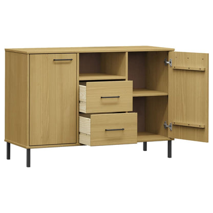 Credenza Gambe Metallo Marrone 113x40x77 cm Legno Massello OSLO - homemem39