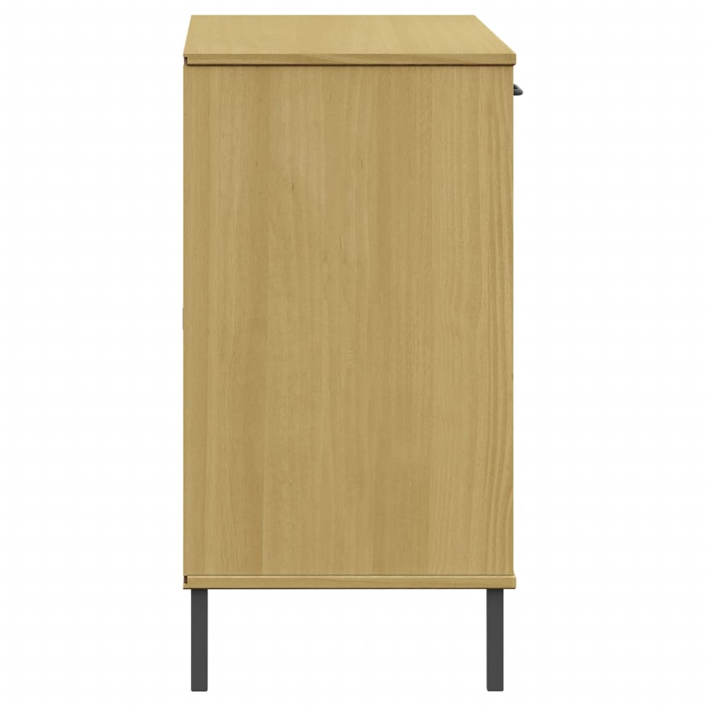 Credenza Gambe Metallo Marrone 113x40x77 cm Legno Massello OSLO - homemem39