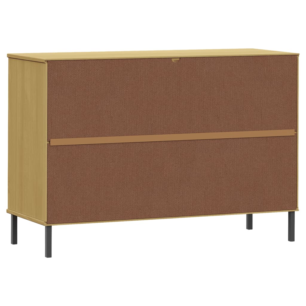 Credenza Gambe Metallo Marrone 113x40x77 cm Legno Massello OSLO - homemem39