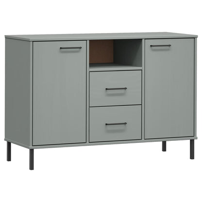 Credenza Gambe Metallo Grigio 113x40x77 cm Legno Massello OSLO - homemem39