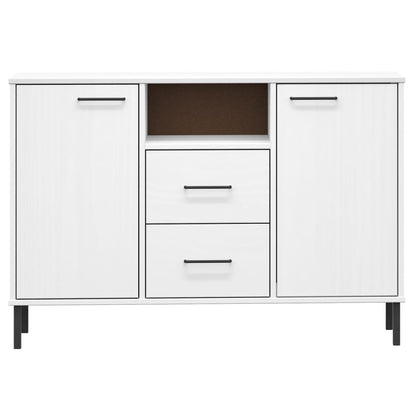 Credenza Gambe Metallo Bianco 113x40x77 cm Legno Massello OSLO - homemem39