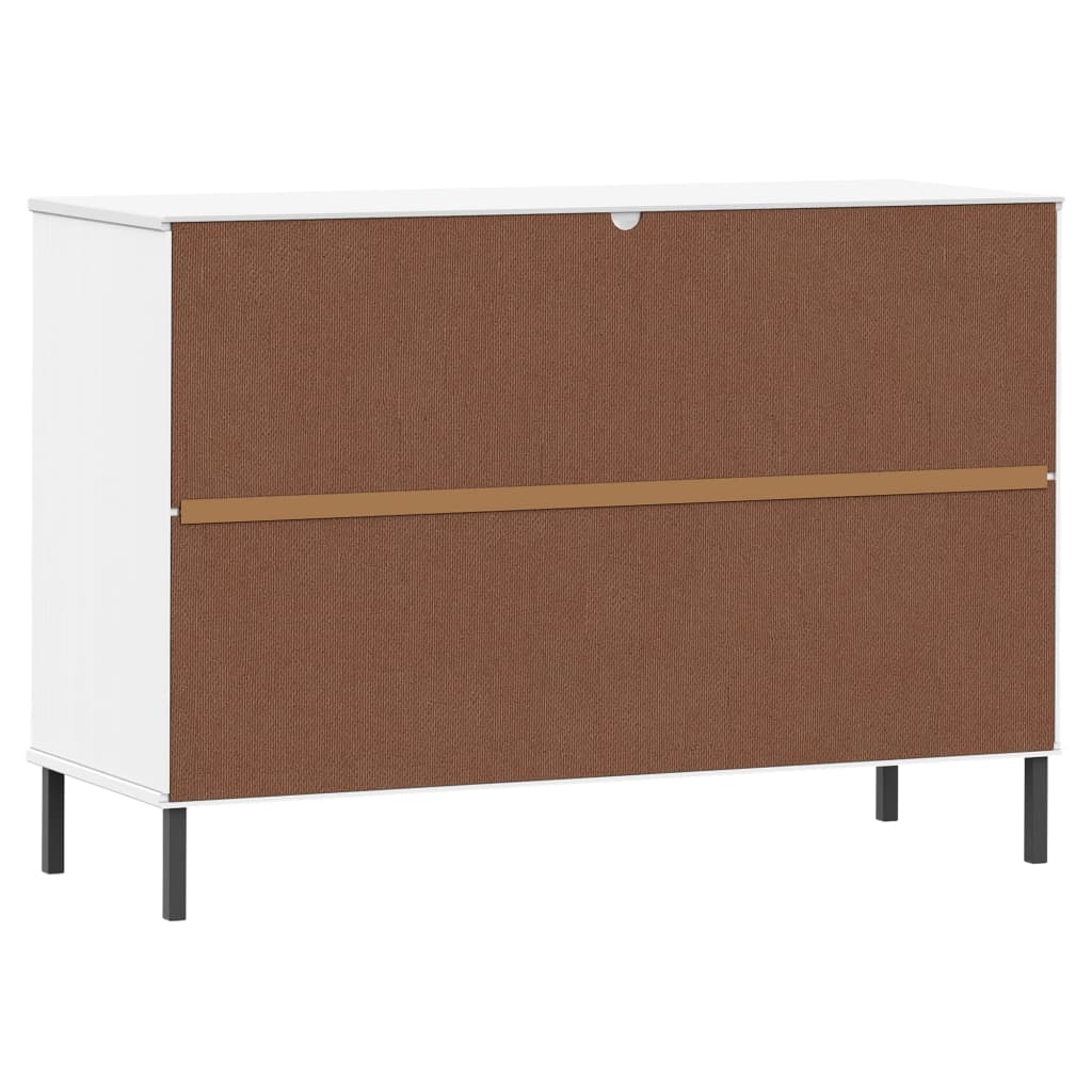 Credenza Gambe Metallo Bianco 113x40x77 cm Legno Massello OSLO - homemem39