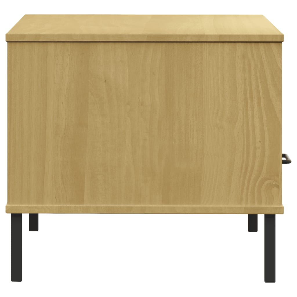 Tavolino Gambe Metallo Marrone 85x50x45 cm Legno Massello OSLO - homemem39