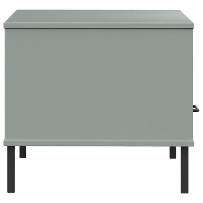 Tavolino Gambe Metallo Grigio 85x50x45 cm Legno Massello OSLO - homemem39