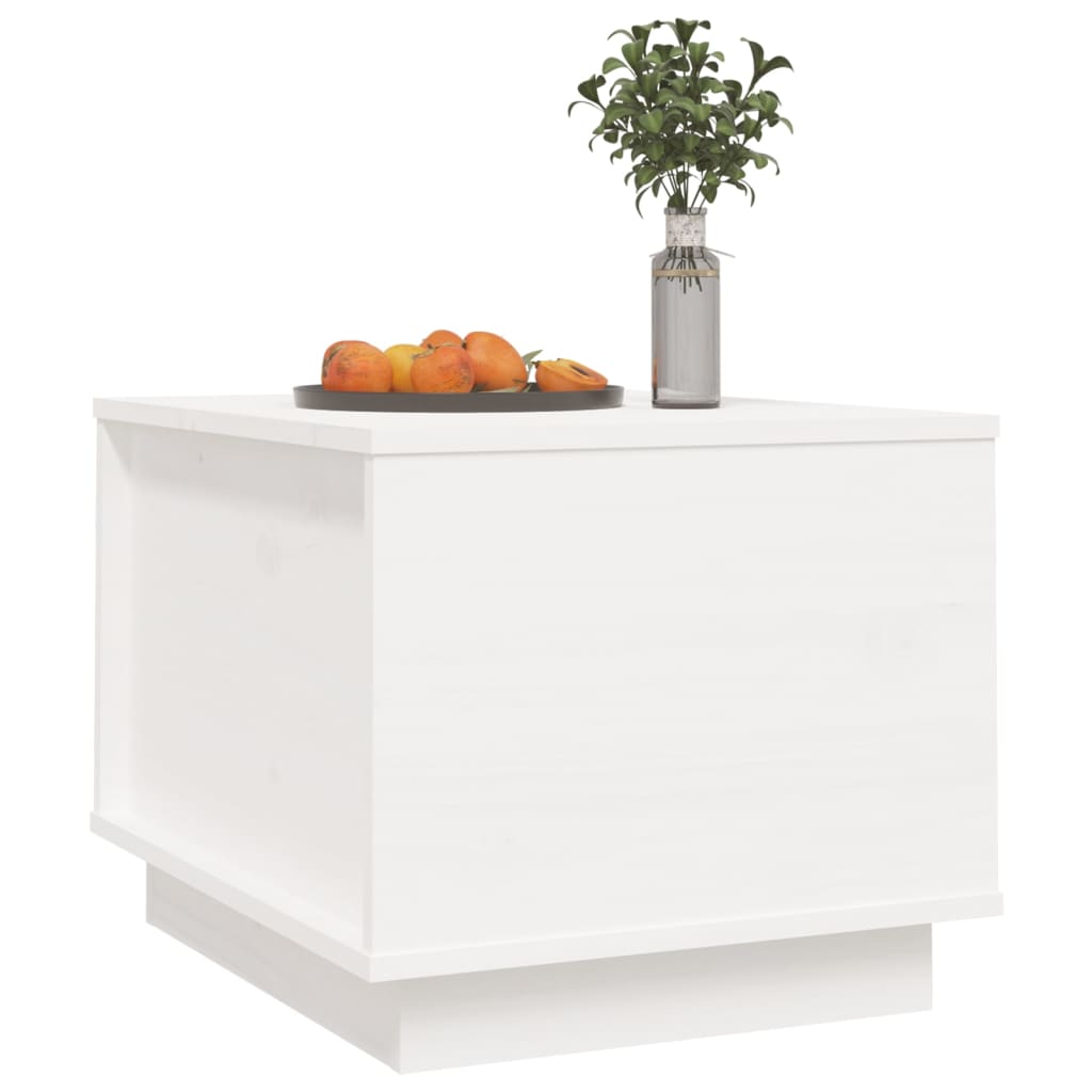 Tavolino da Salotto Bianco 40x50x35 cm Legno Massello di Pino - homemem39