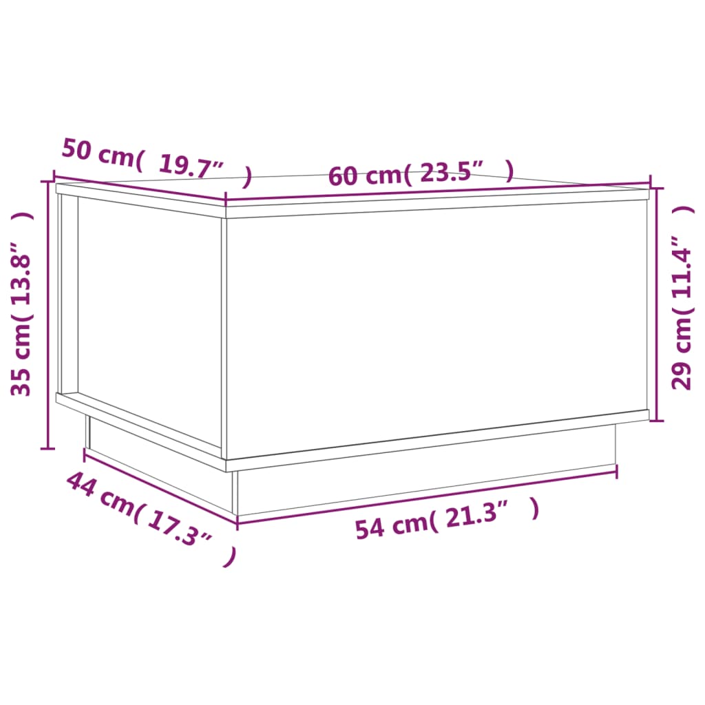 Tavolino da Salotto 60x50x35 cm in Legno Massello di Pino - homemem39