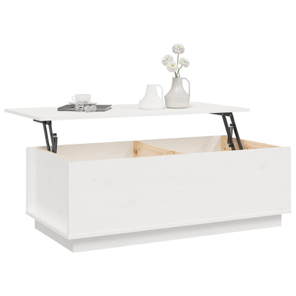 Tavolino da Salotto Bianco 100x50x35 cm Legno Massello di Pino - homemem39